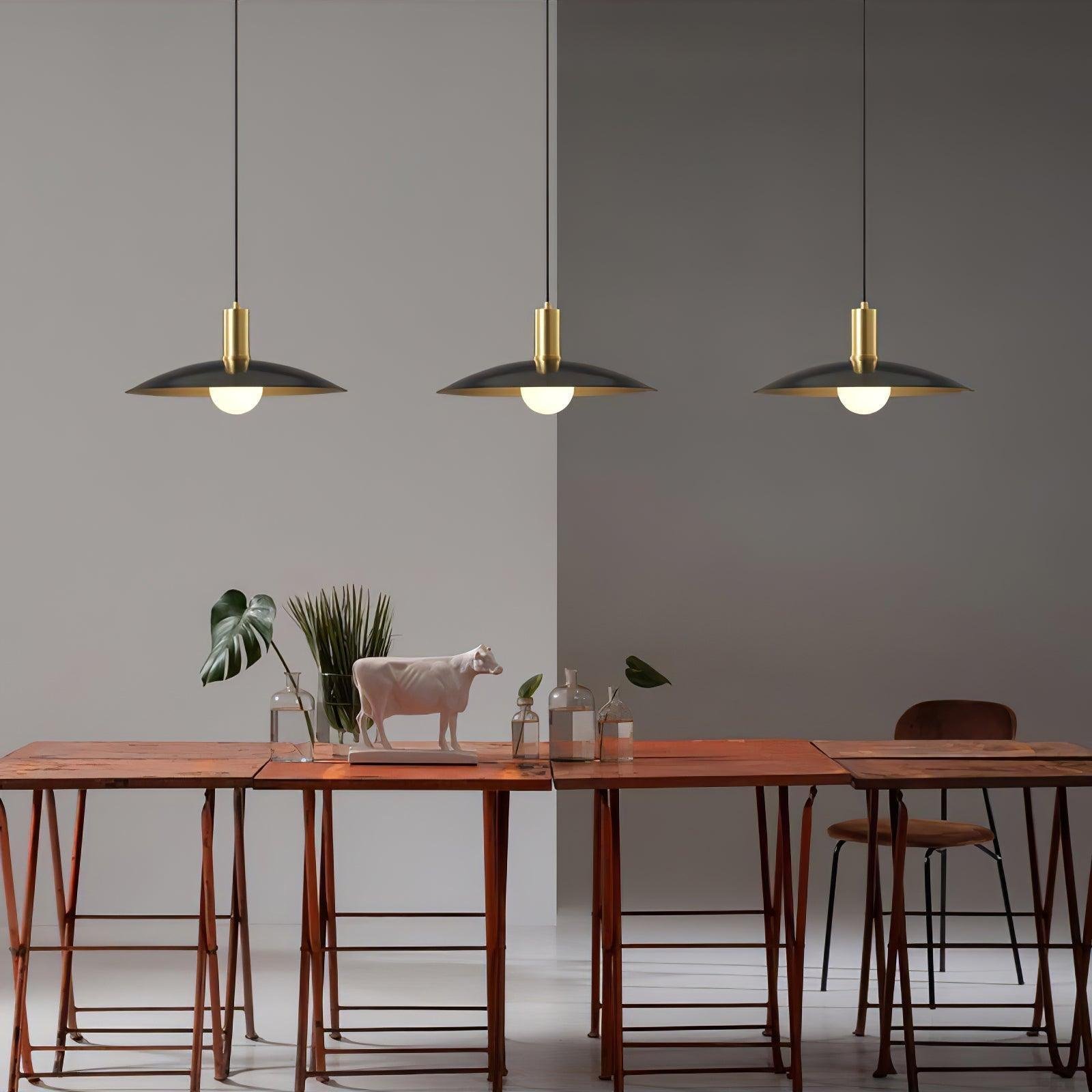 Modern Golden Disc Pendant Light Dining Room 3
