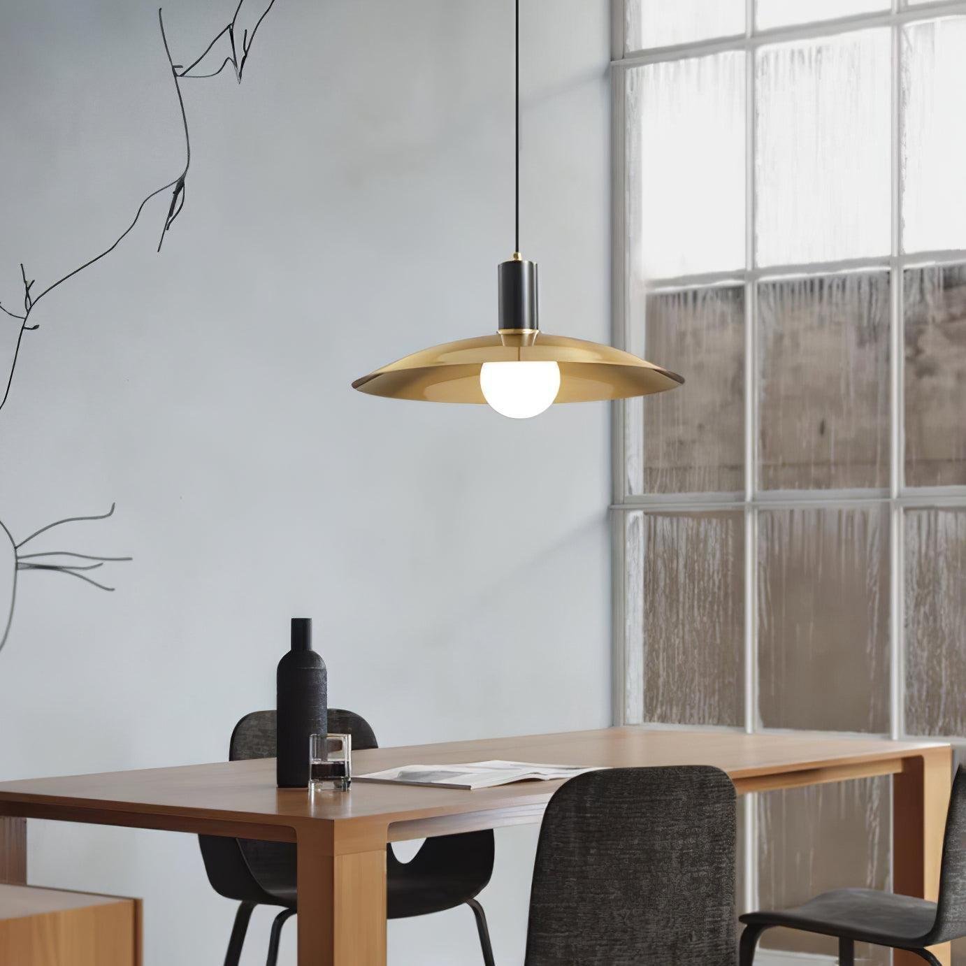 Modern Golden Disc Pendant Light Dining Room 4