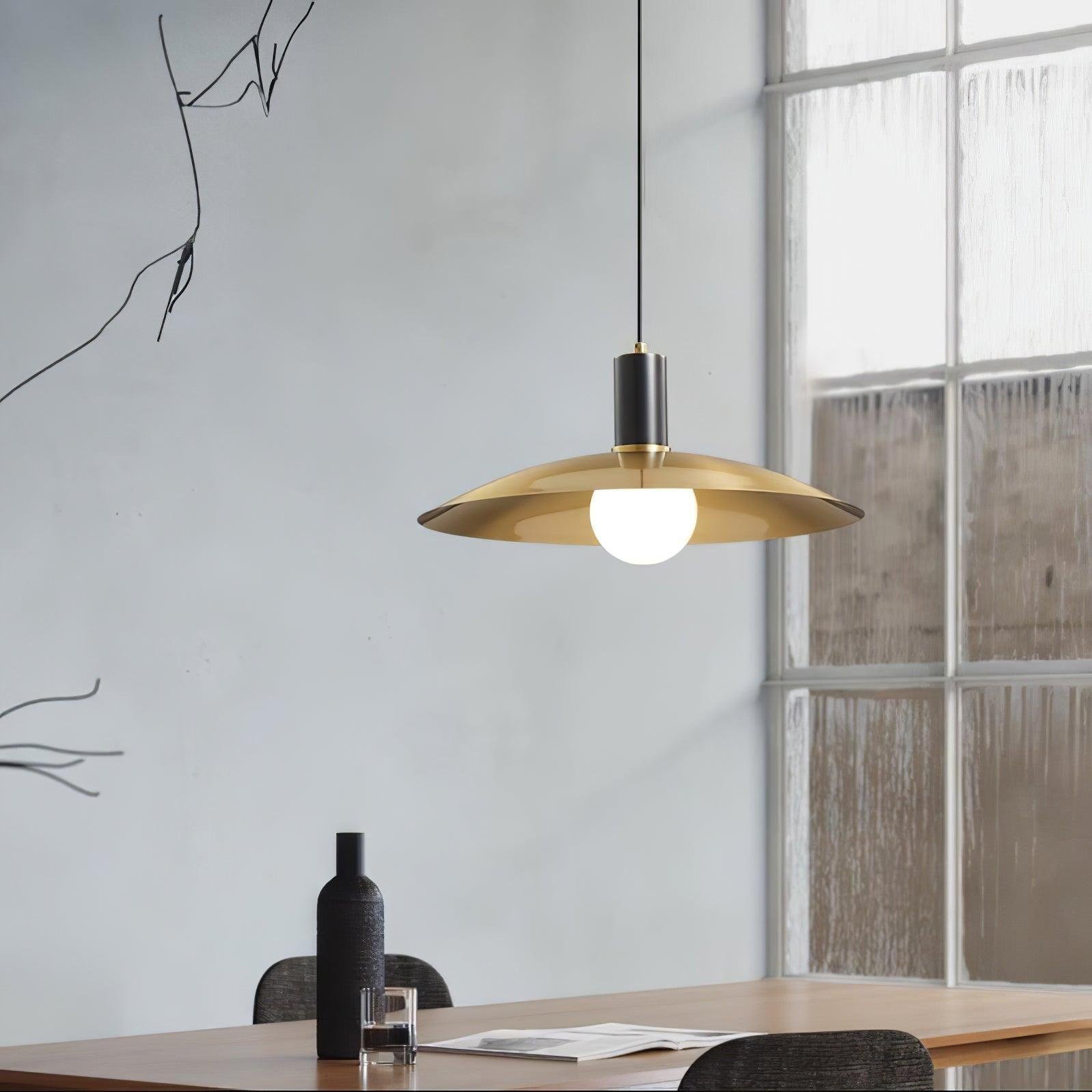 Modern Golden Disc Pendant Light Living Room 2