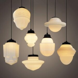 Art Deco Milk Glass Pendant Light Dining Room
