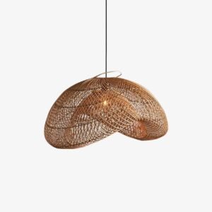 Coastal Rattan Wave Pendant Light Living Room