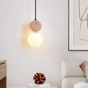Contemporary Stone Sphere Pendant Light Living Room