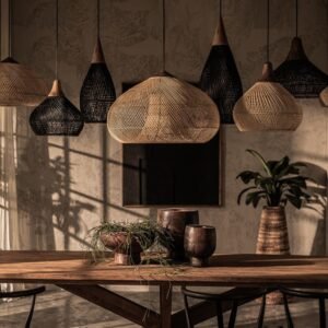 Elg Modern Rattan Artistry Pendant Light