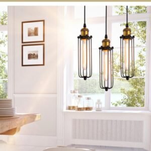 Industrial Caged Lantern Pendant Light Dining Room