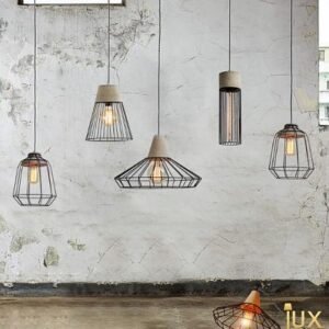Industrial Wire Cage Pendant Light Dining Room