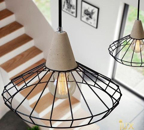 Industrial Wire Cage Pendant Light Hallway