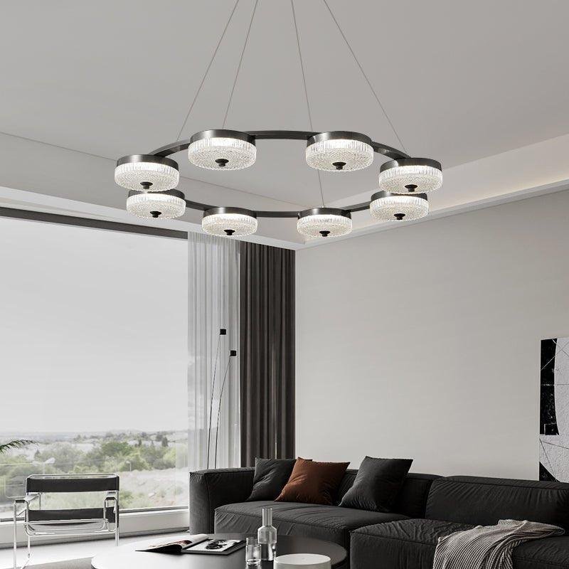 Modern Celestial Disc Chandelier Bedroom