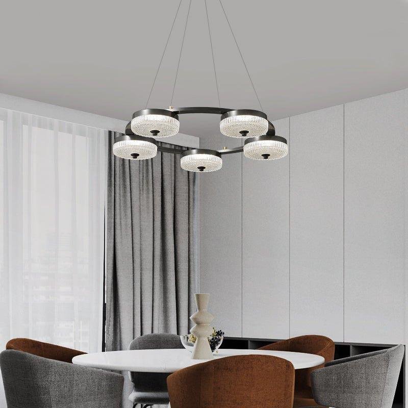 Modern Celestial Disc Chandelier Dining Room