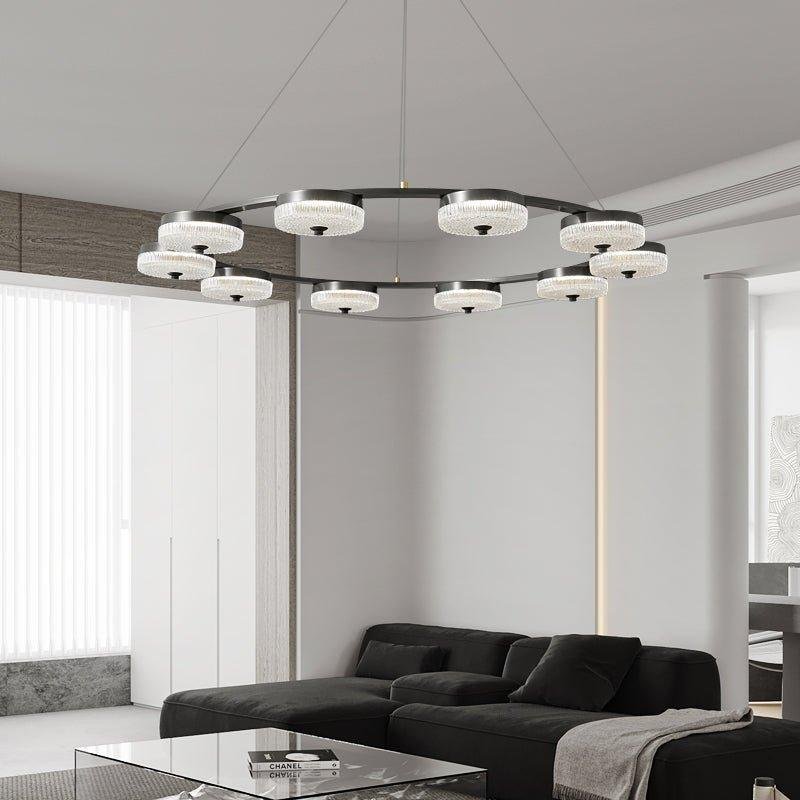 Modern Celestial Disc Chandelier Office