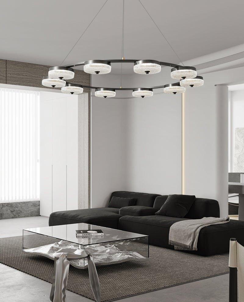 Modern Celestial Disc Chandelier Study Room