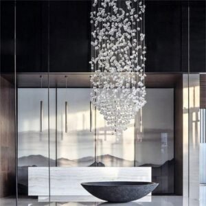 Modern Crystal Cascade Chandelier Living Room