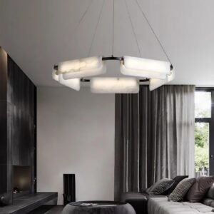 Modern Marble Halo Chandelier Living Room