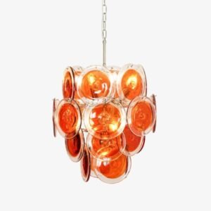 Modern Orange Disk Cascade Chandelier Living Room