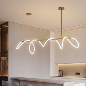 Modern Ribbon Wave Pendant Light Dining Room