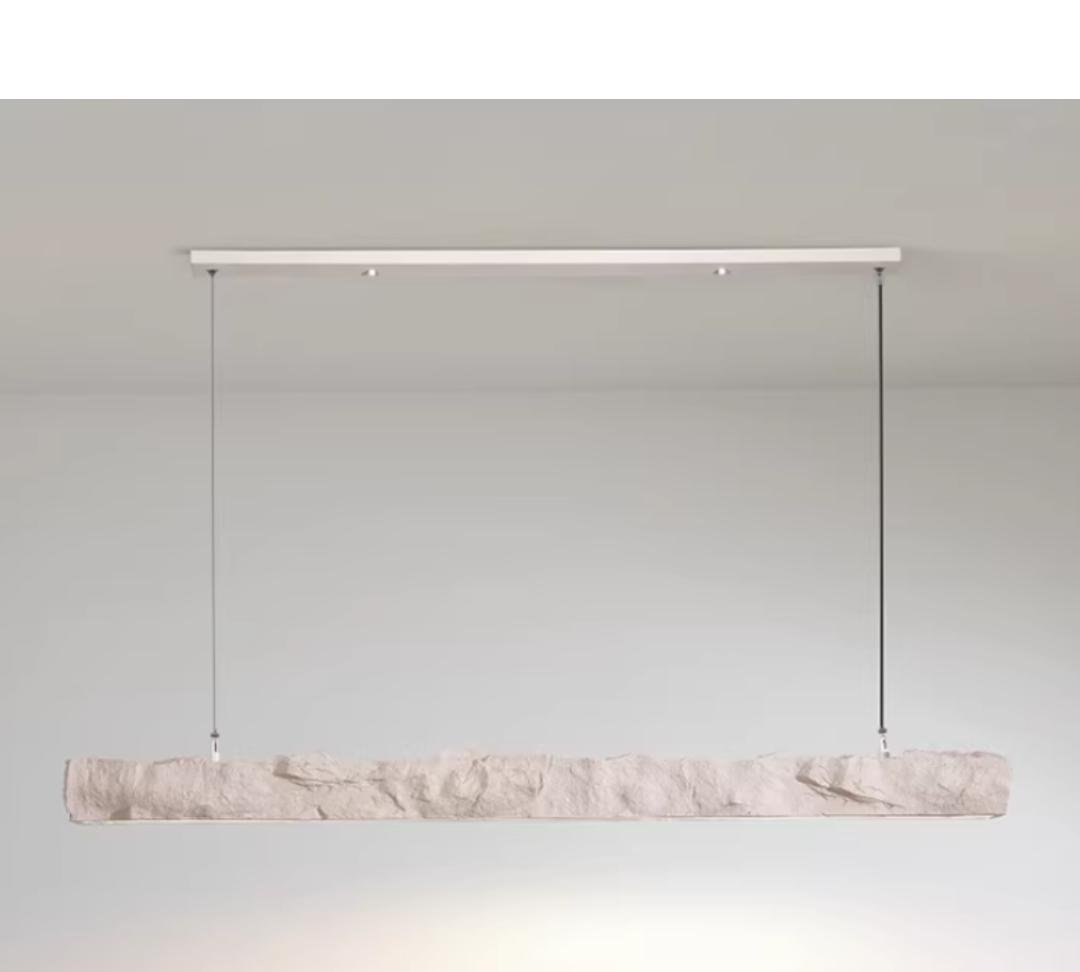Modern Textured Stone Linear Light Dining Room