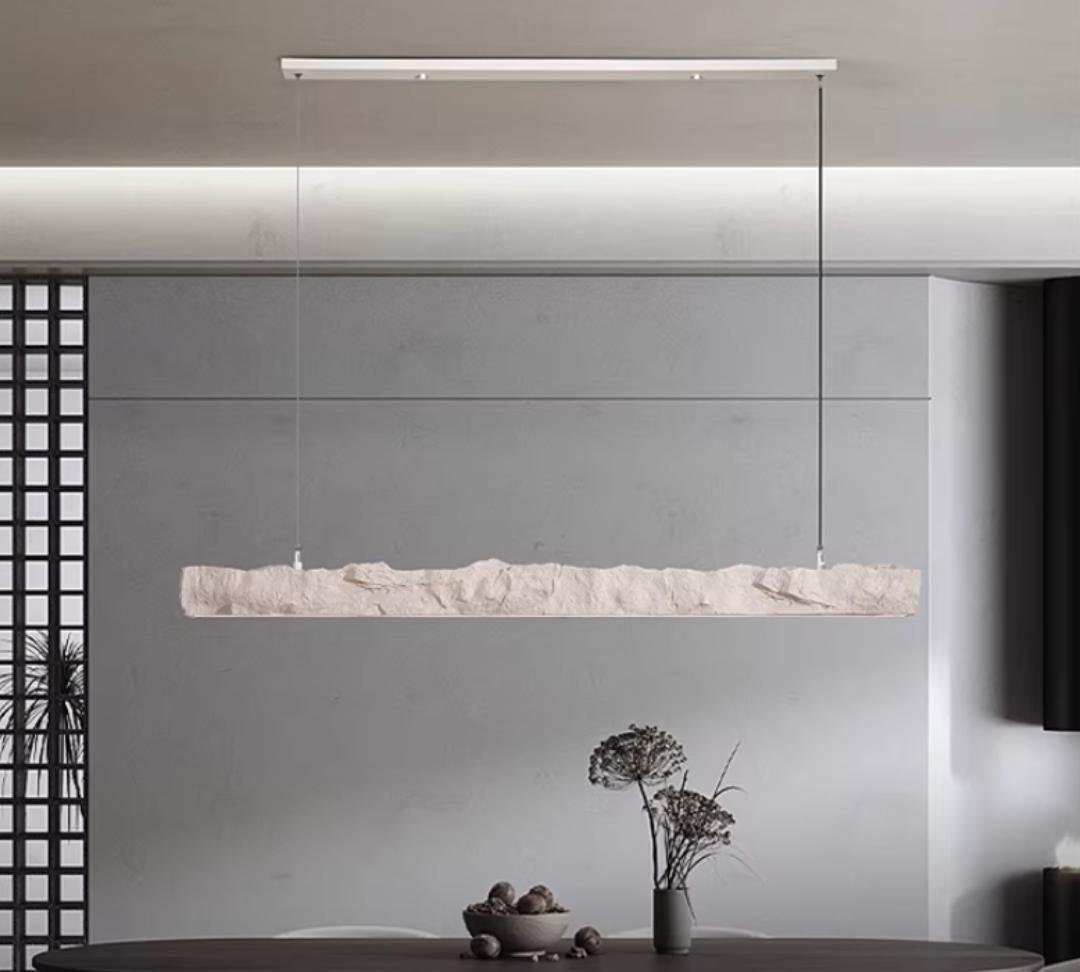 Modern Textured Stone Pendant Light Dining Room