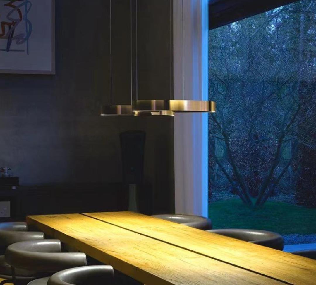 Modern Twin Halo Pendant Light Dining Room 2
