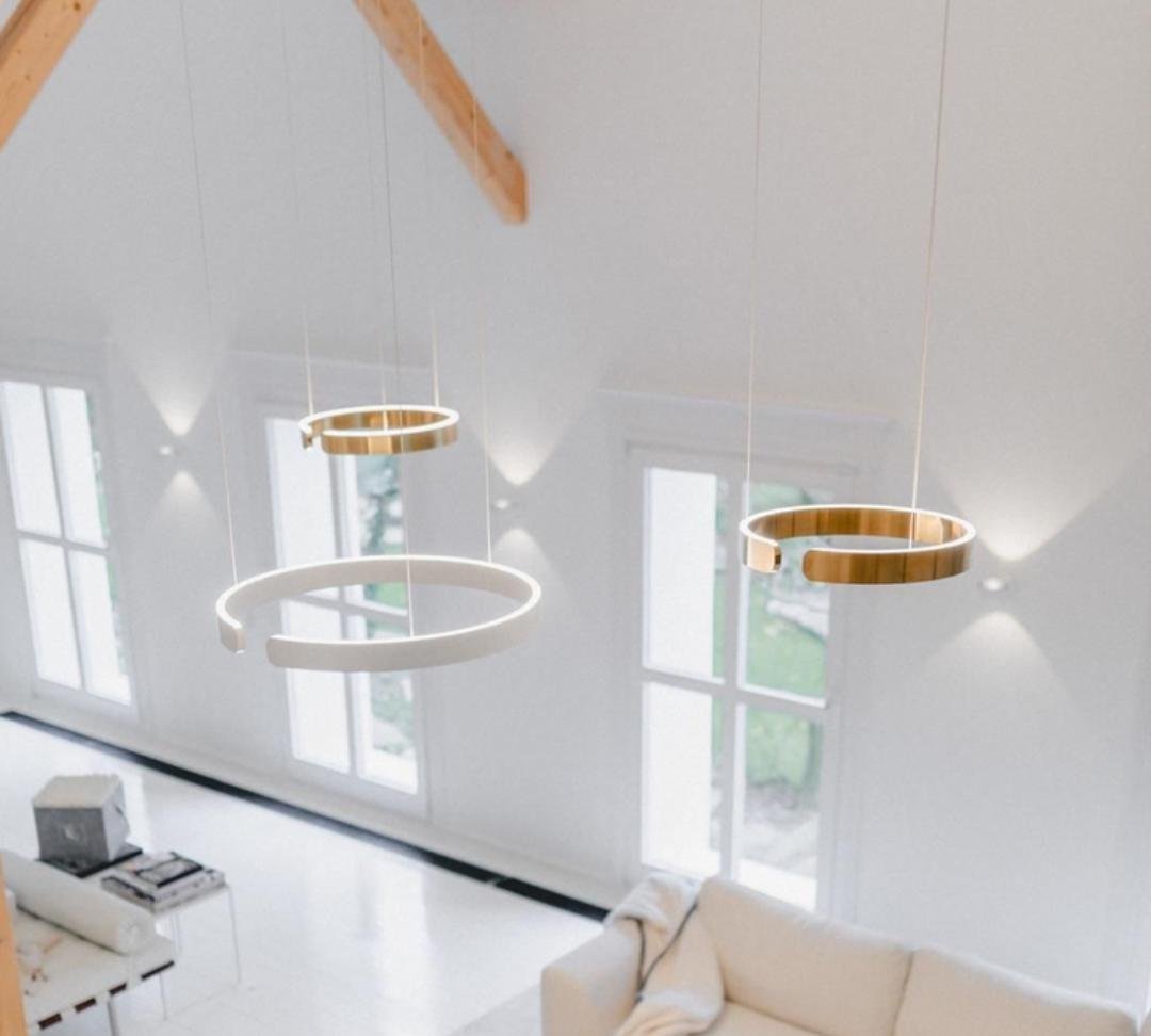 Modern Twin Halo Pendant Light Office