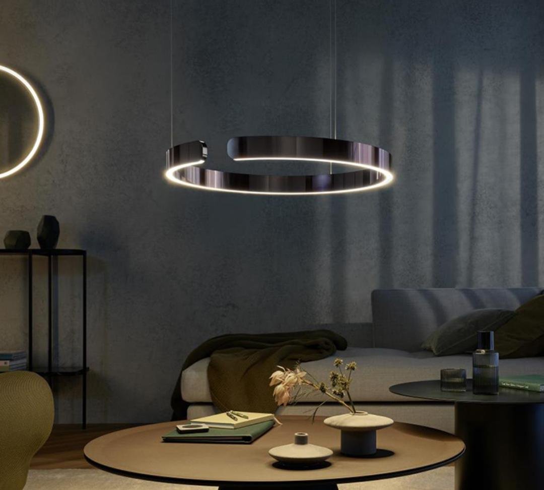 Modern Twin Halo Pendant Light Study Room