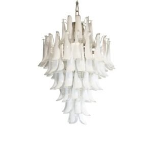 Modern White Glass Petals Chandelier Living Room