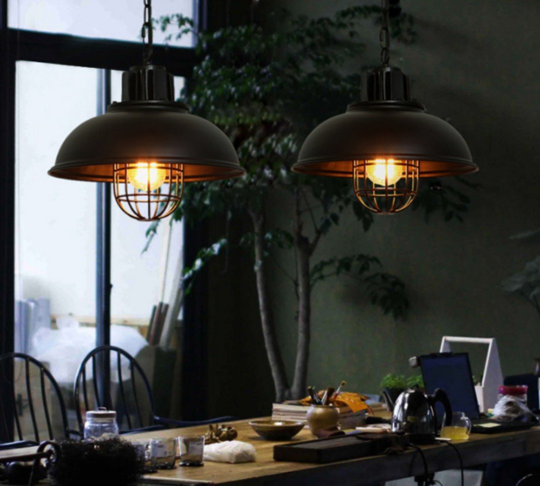 Narta Industrial Caged Dome Pendant Light