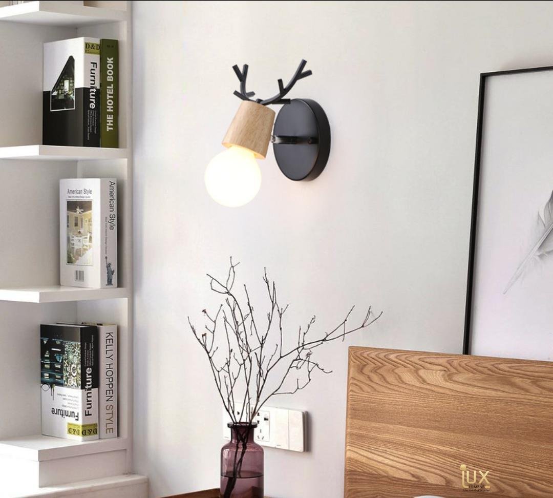 Scandinavian Antler Globe Wall Light Bedroom
