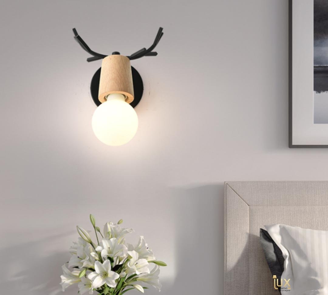 Scandinavian Antler Globe Wall Light Bedside