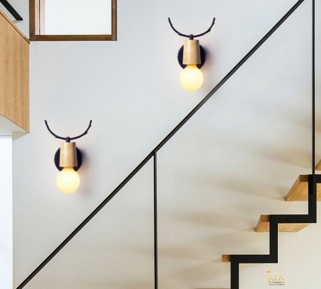 Scandinavian Antler Globe Wall Light Doors