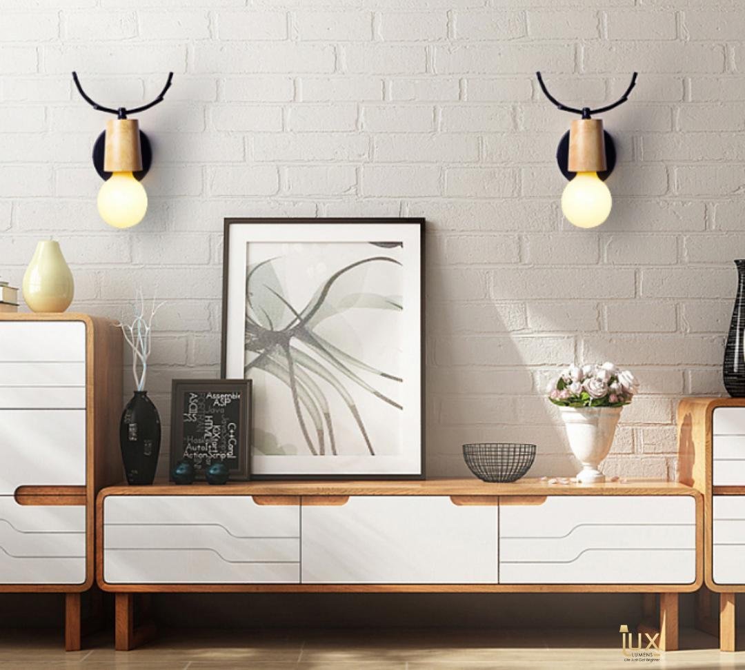 Scandinavian Antler Globe Wall Light Hallway