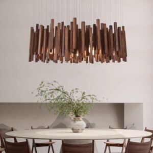 Scandinavian Wooden Cascade Chandelier Light Dining Room