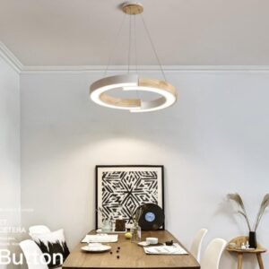 Scandinavian Wooden Halo Pendant Light Dining Room