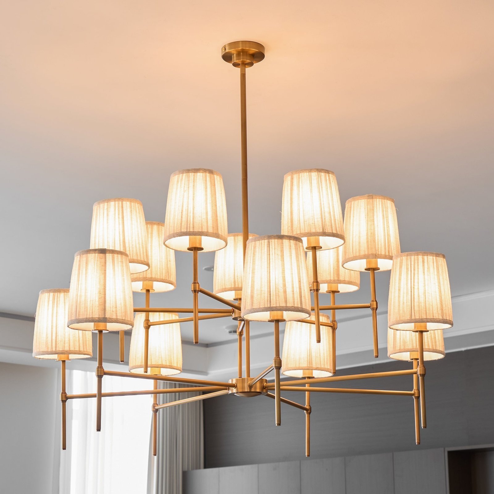 Traditional Pleated Symphony Chandelier Entrance 2