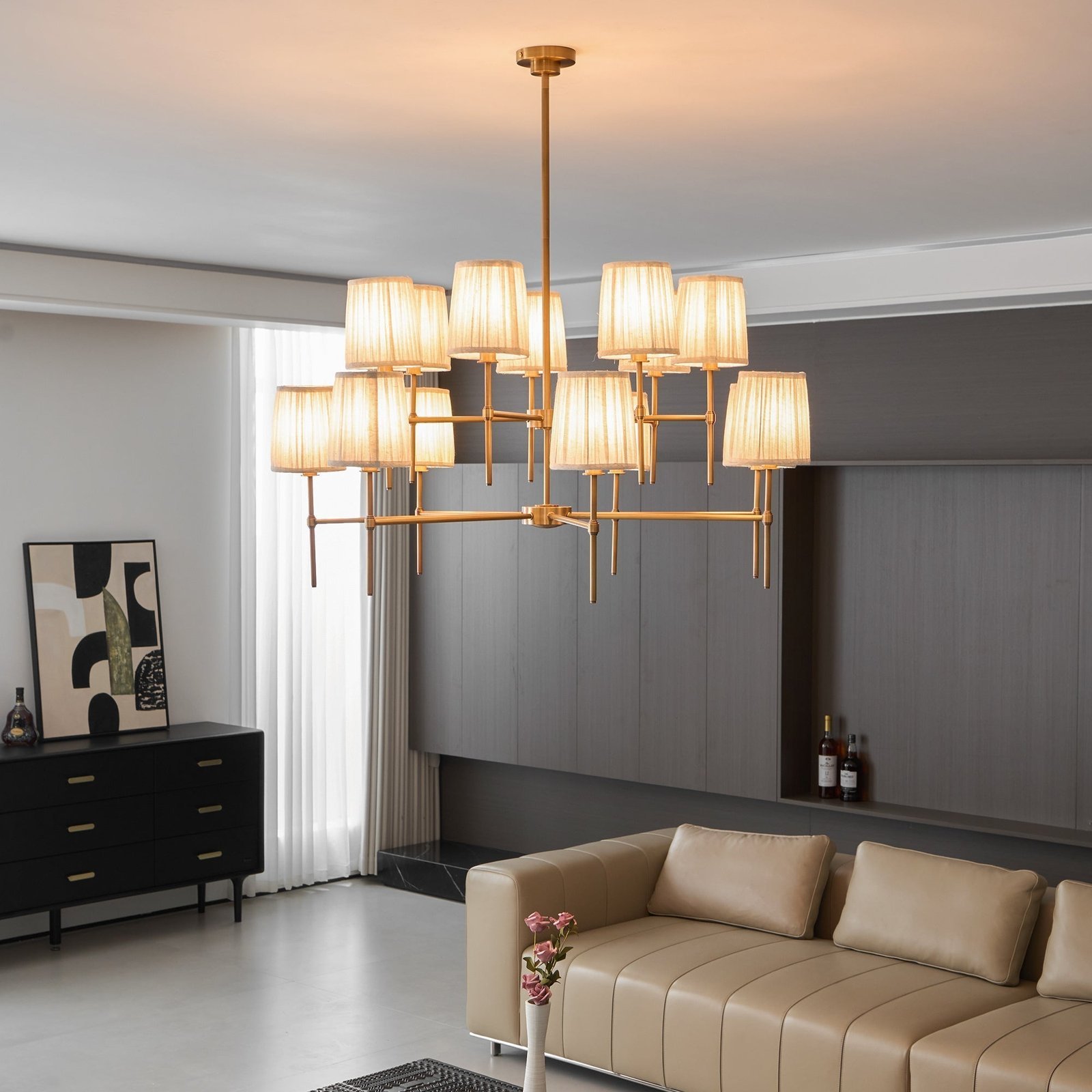 Traditional Pleated Symphony Chandelier Living Room 2