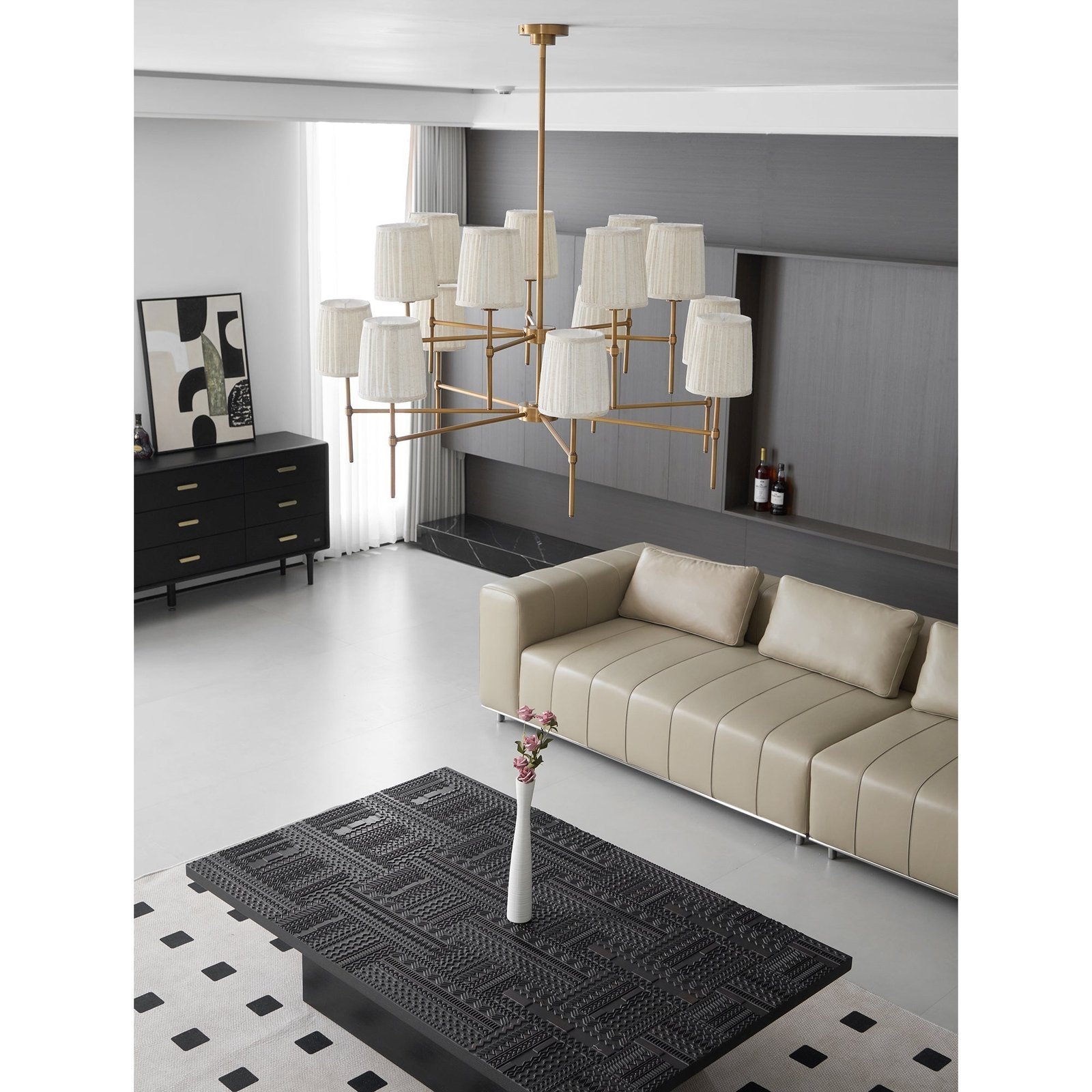 Traditional Pleated Symphony Chandelier Living Room 4