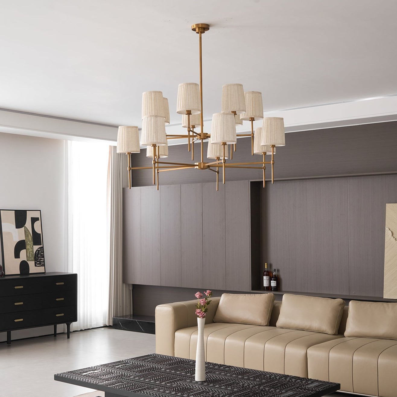 Traditional Pleated Symphony Chandelier Living Room 5