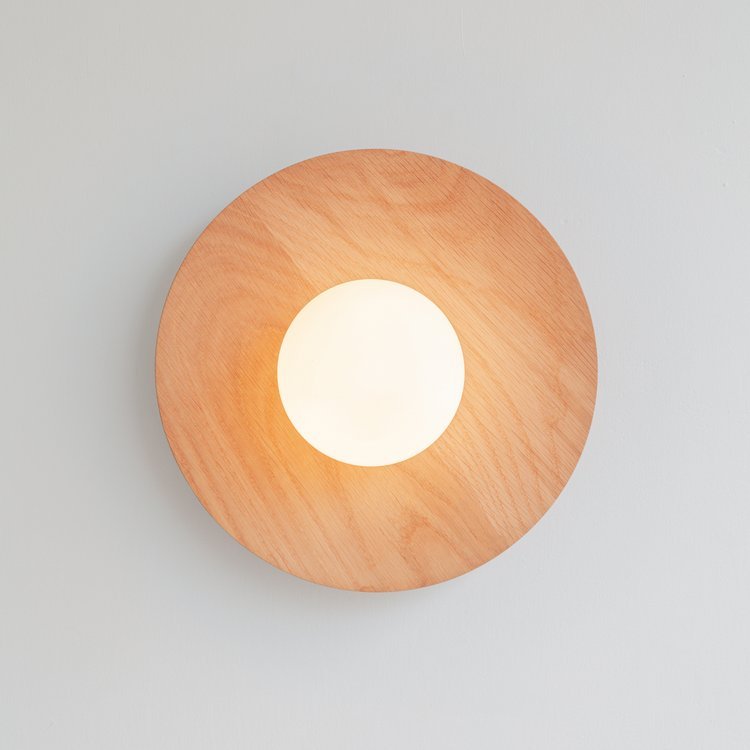 Minimalist Wooden Eclipse Wall Light Bedroom