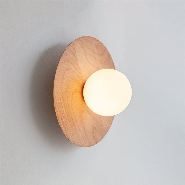Minimalist Wooden Eclipse Wall Light Commercial