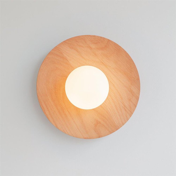 Minimalist Wooden Eclipse Wall Light Entryway Hallway