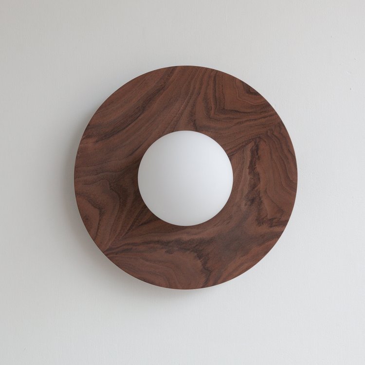 Minimalist Wooden Eclipse Wall Light Entryway Hallway