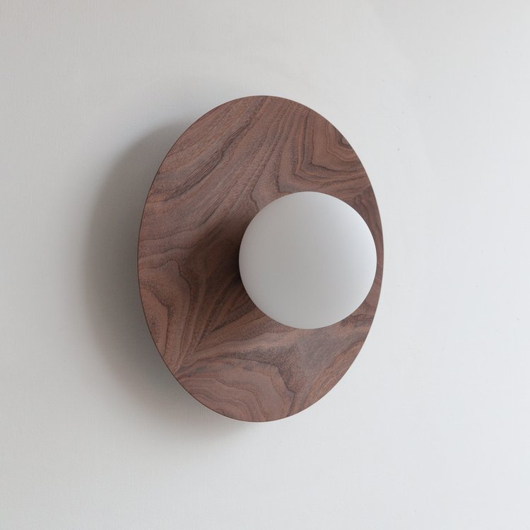 Minimalist Wooden Eclipse Wall Light Living Room
