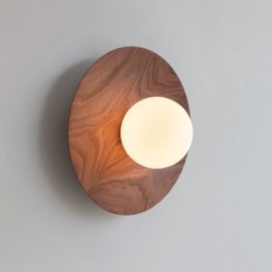 Minimalist Wooden Eclipse Wall Light Living Room
