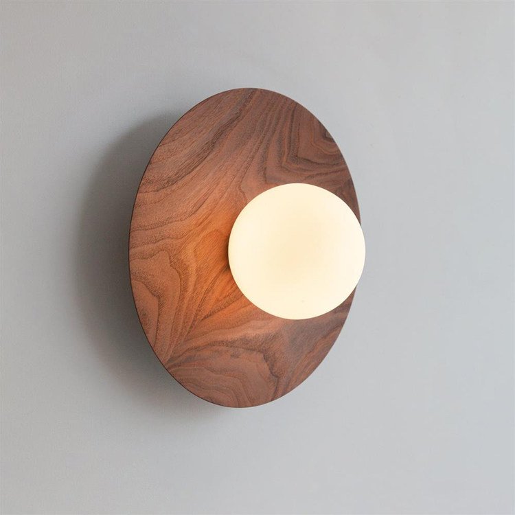 Minimalist Wooden Eclipse Wall Light Outdoor